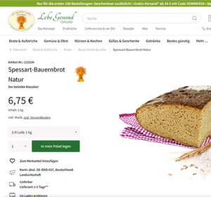 Frisches Brot und vieles mehr in unserem Online-Shop kaufen.